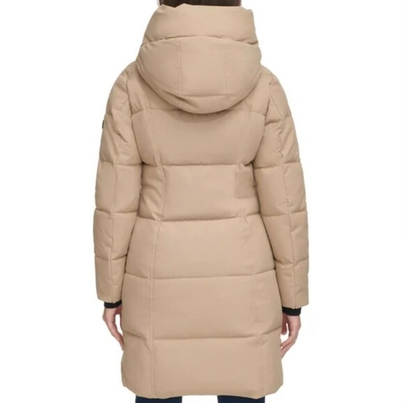 Calvin Klein Women XXL Heavyweight Oxford Puffer Jacket 2-Way Zip Hooded Tan NWT - Picture 5 of 5